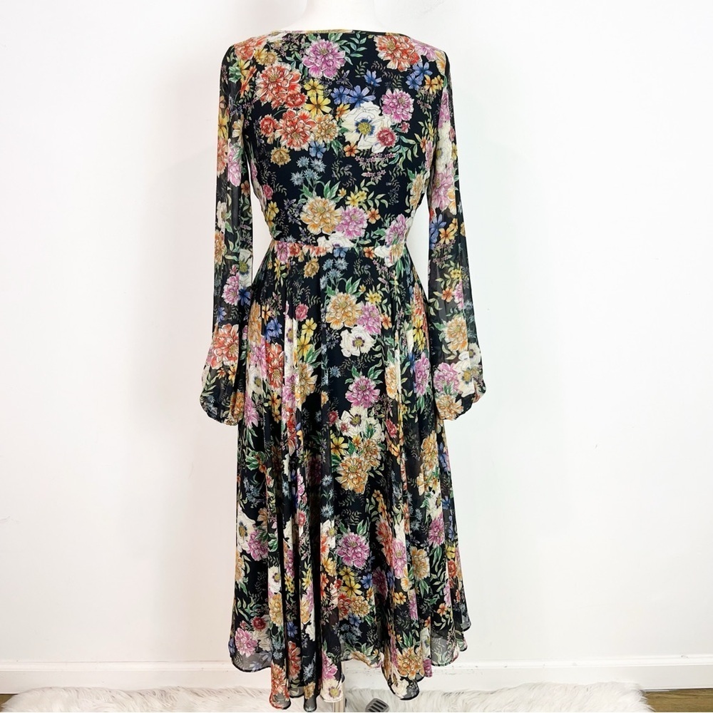 YUMI KIM WOODSTOCK OR GARDEN GROWN BLACK PINK FLORAL MIDI DRESS WOMENS SZ XS